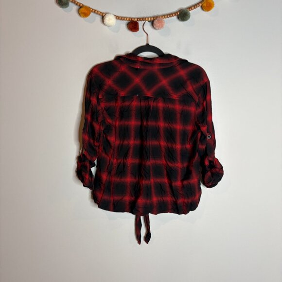 Anthropologie Cloth & Stone plaid flannel tie button down shirt - Picture 6 of 6